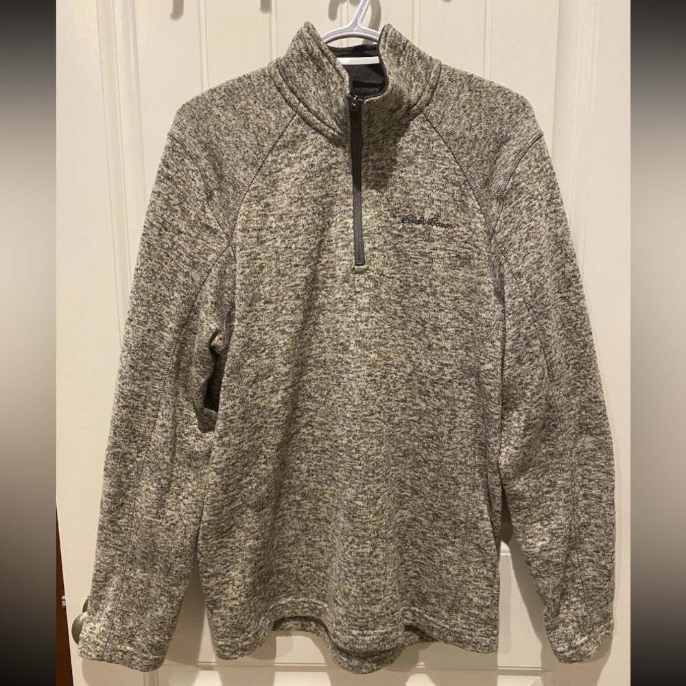 Eddie Bauer Men's Tan Heathered Quarter-Zip Sweater Size Medium